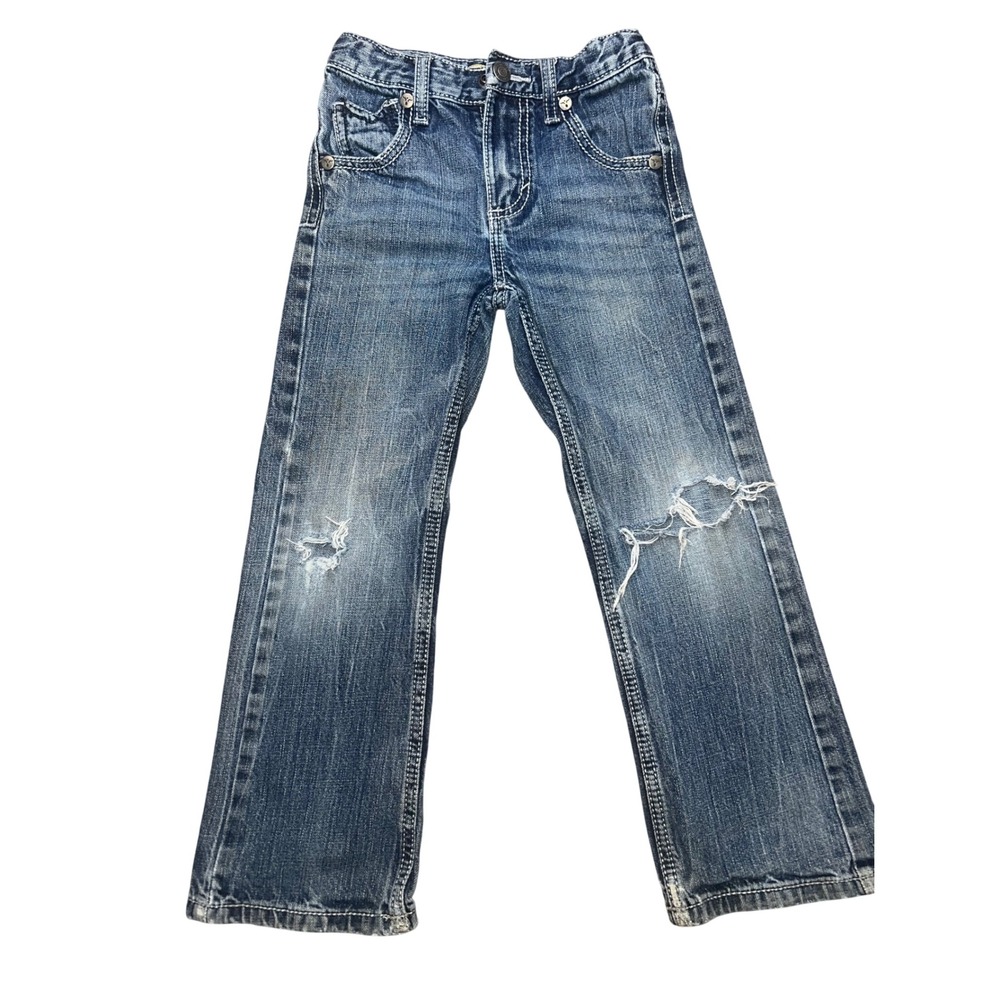 Wrangler 20X Boys Jeans 7 Slim Medium Wash Distressed Denim 42JWXCL
